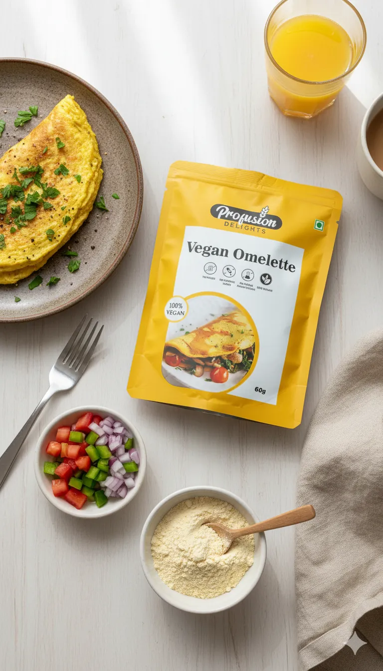 Vegan Omelette Mix Cooking in Kitchen countertop | Realistic Egg-Free Breakfast